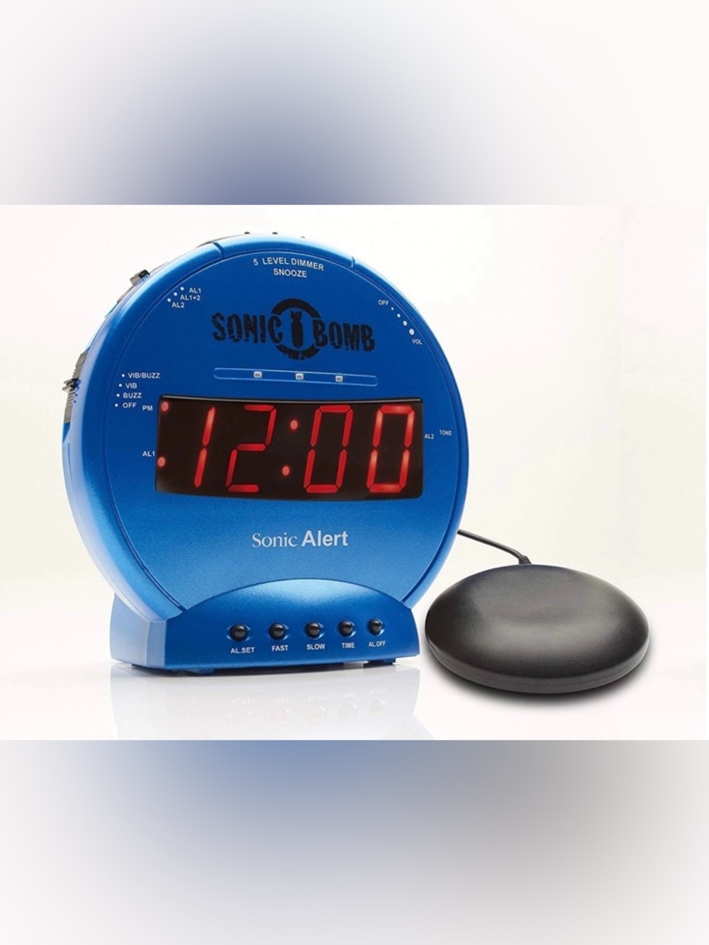 Sonic Bomb Blue Loud Alarm Clock with Bed Shaker NIB
